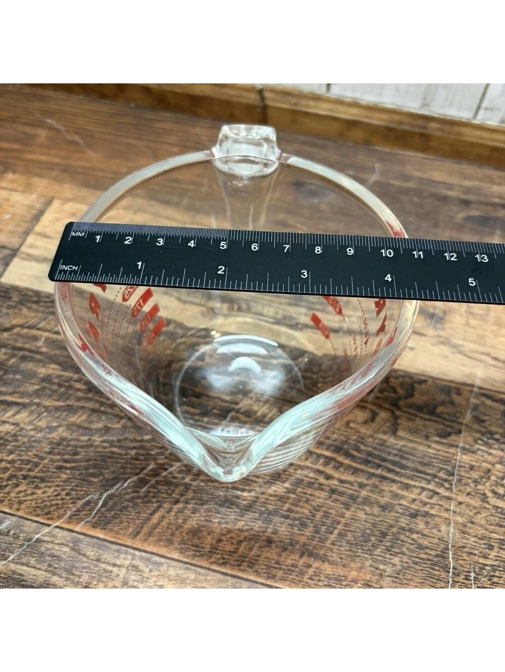 Vintage PYREX One Cup/250ml Measuring Cup Clear Glass Red Lettering J18 USA